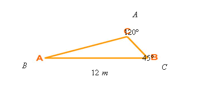 Resultado de imagem para Sabe-se que em todo triângulo a medida de cada lado é diretamente proporcional ao seno do ângulo oposto ao lado. Usando essa informação, determine a medida do lado AB do triângulo representado:
