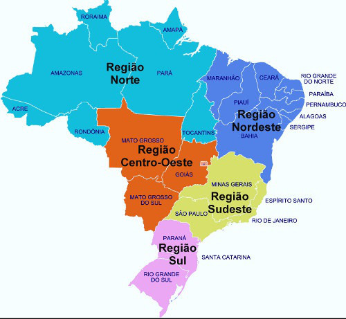 Resultado de imagem para regiÃµes brasileiras